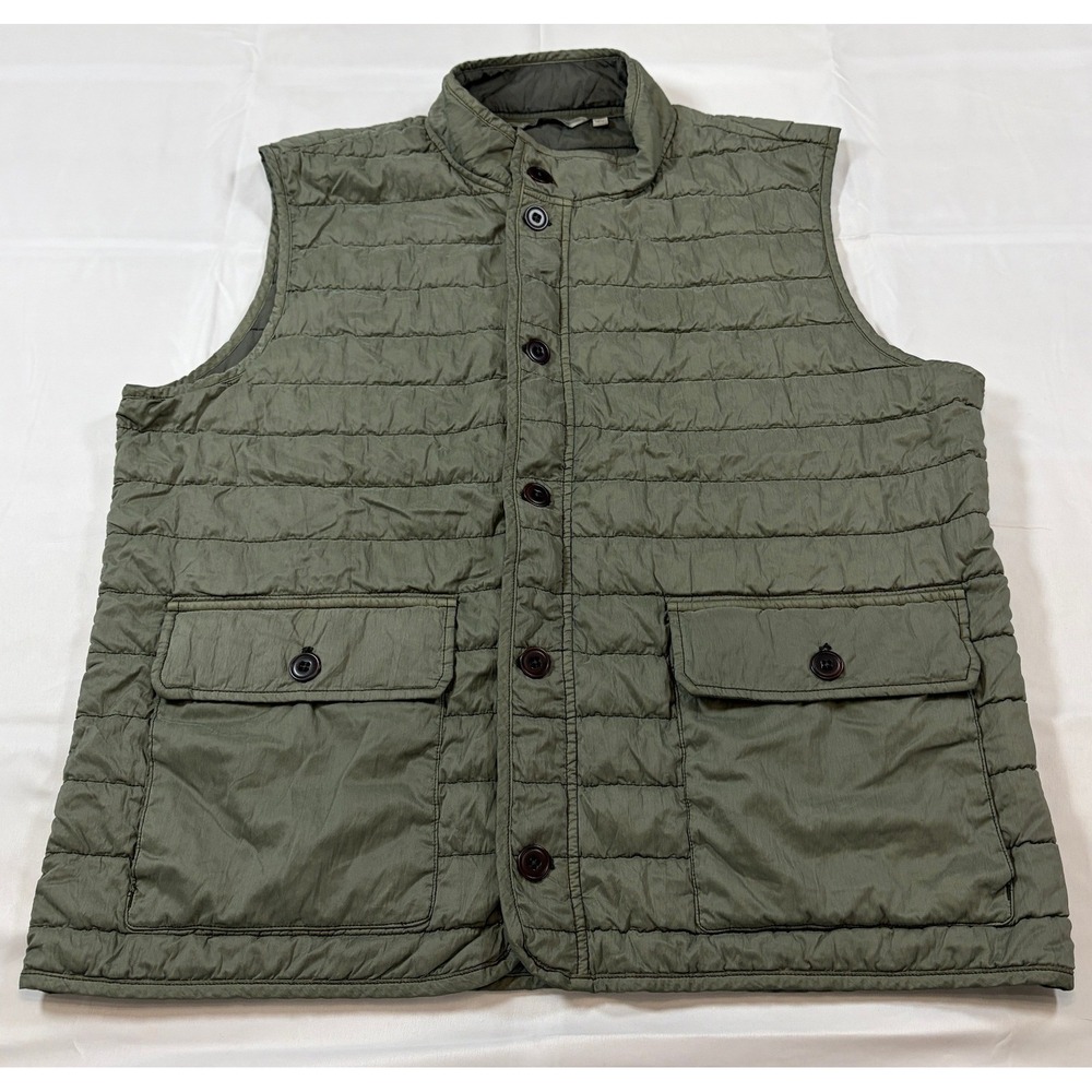 Peter Millar Greenwich Vest Mens XL Olive Green‎ Quilted Button Front